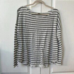 Vince White Stripe Long Sleeve Knit Top Womens Small
